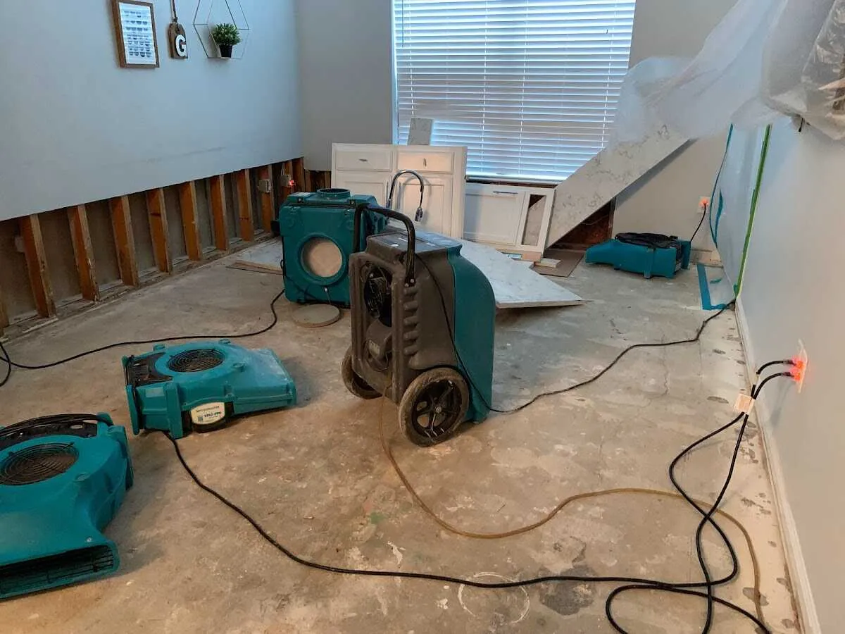 Dehumidifier in flood-cut room for Water Damage Restoration in Chippewa Falls